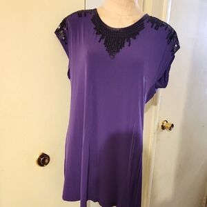 Elle Purple Mini Dress with Black Sequin Accents